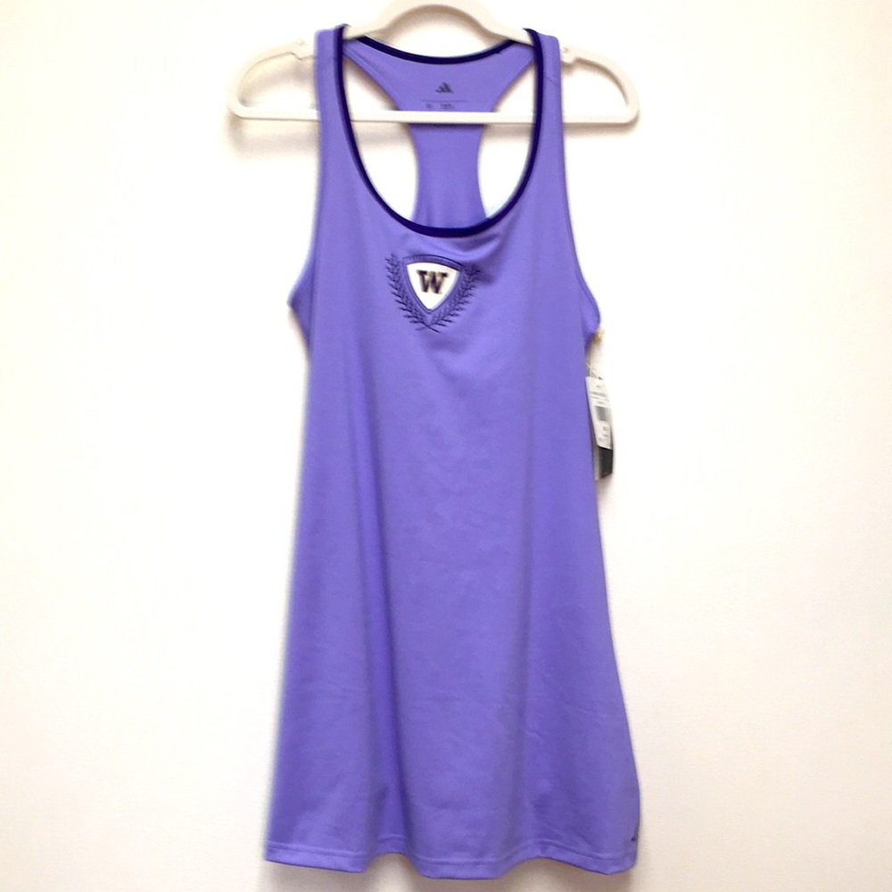 Adidas University of Washington Racerback Biker Shorts Dress Medium Purple NEW